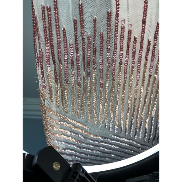 AS by DF Size Medium Sequined Mesh Sleeveless Champagne Color Women’s Dress - Picture 9 of 9